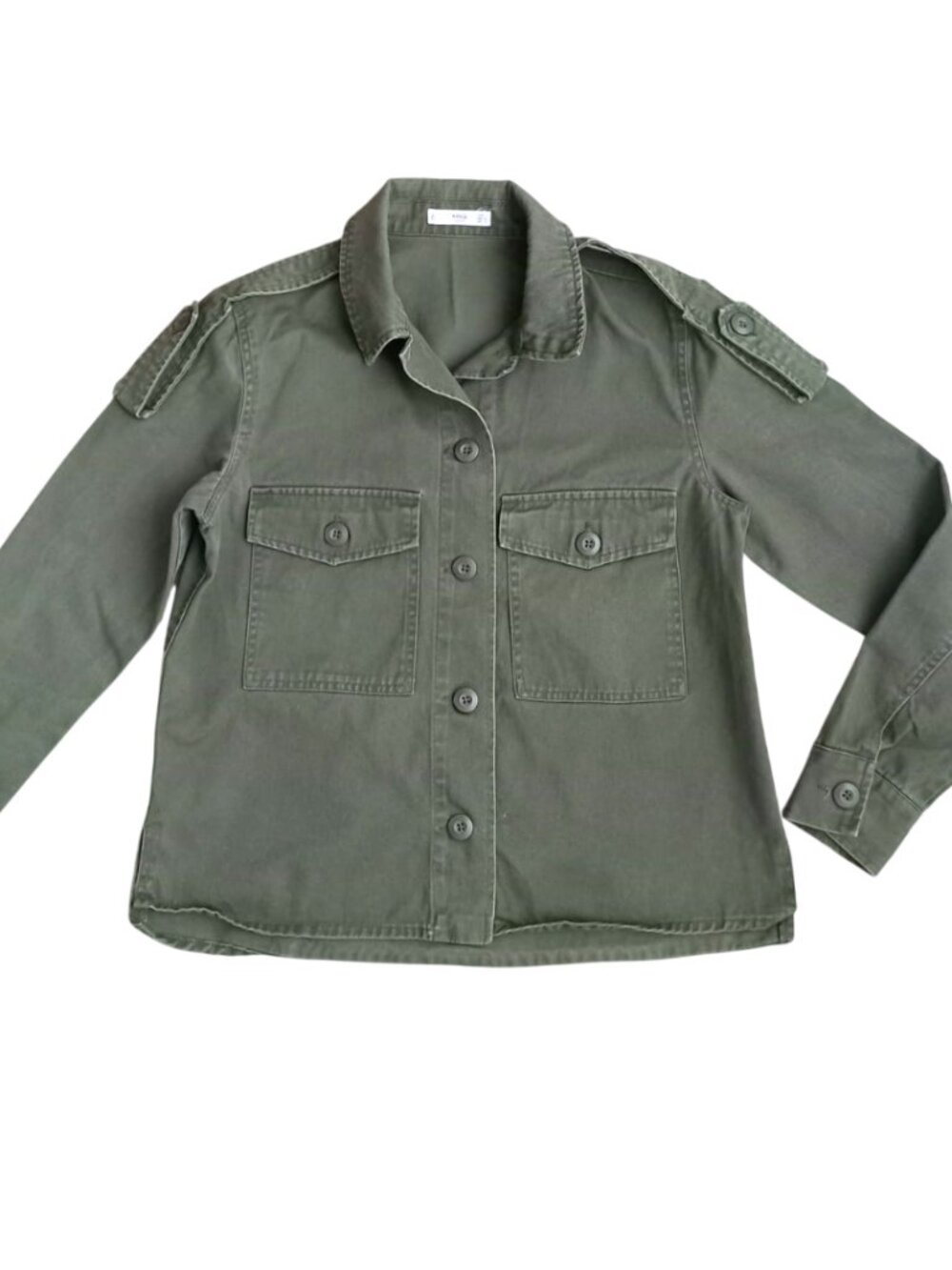 MNG Mango Military Utility Jacket Olive Green Button XS